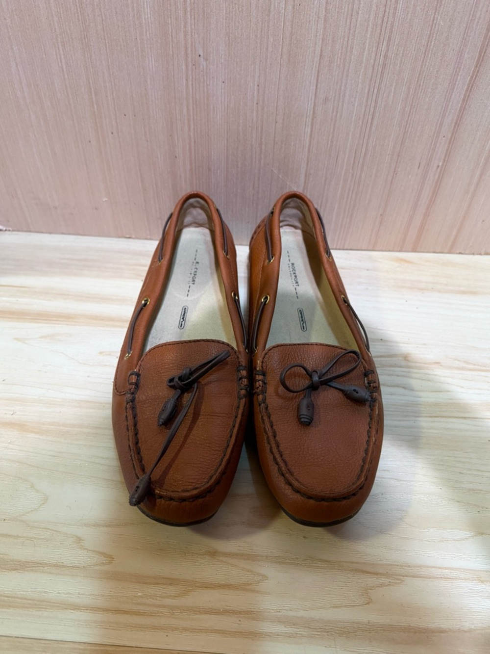Rockport Brown Leather Driving Moccasins top sided boat shoes. Size 8.5